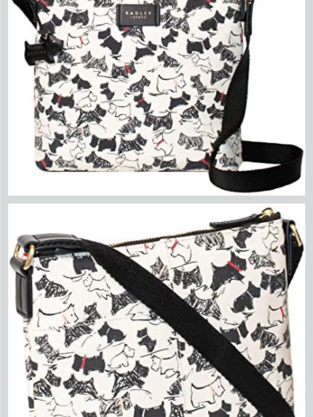 RADLEY LONDON Cream Crossbody Bag with Black Scotty Dog Print and Red Accents - Picture 2 of 11